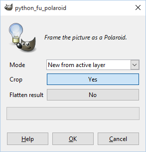The Polaroid plugin dialog.