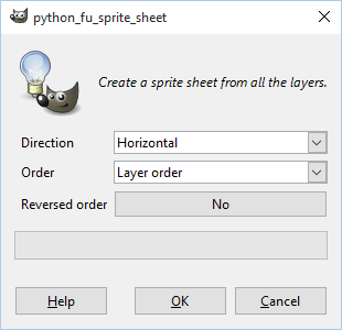 The sprite sheet plugin dialog.